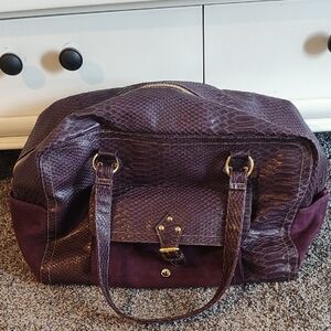 Elizabeth Arden Plum Snake-Texture Travel Duffel Bag